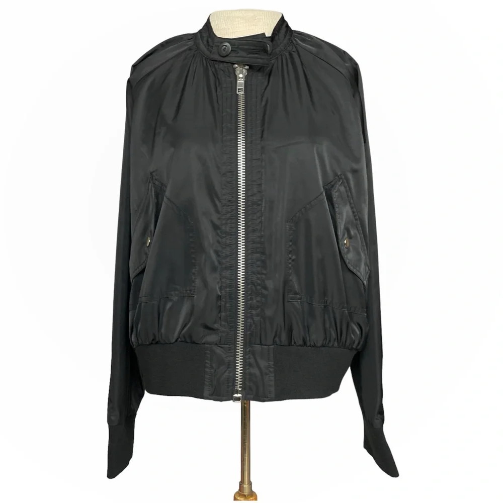 Free People ‘Midnight Bomber’ Full Zip Jacket in Black Size Medium - Picture 3 of 12